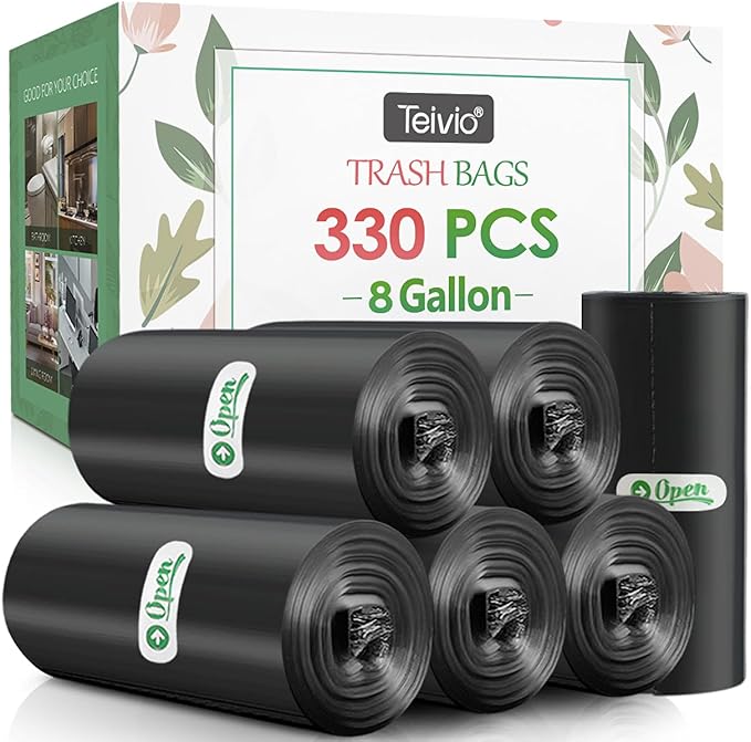 Teivio Trash Bags, 8 Gallon, for Bathroom, Industrial, Commercial, Janitorial