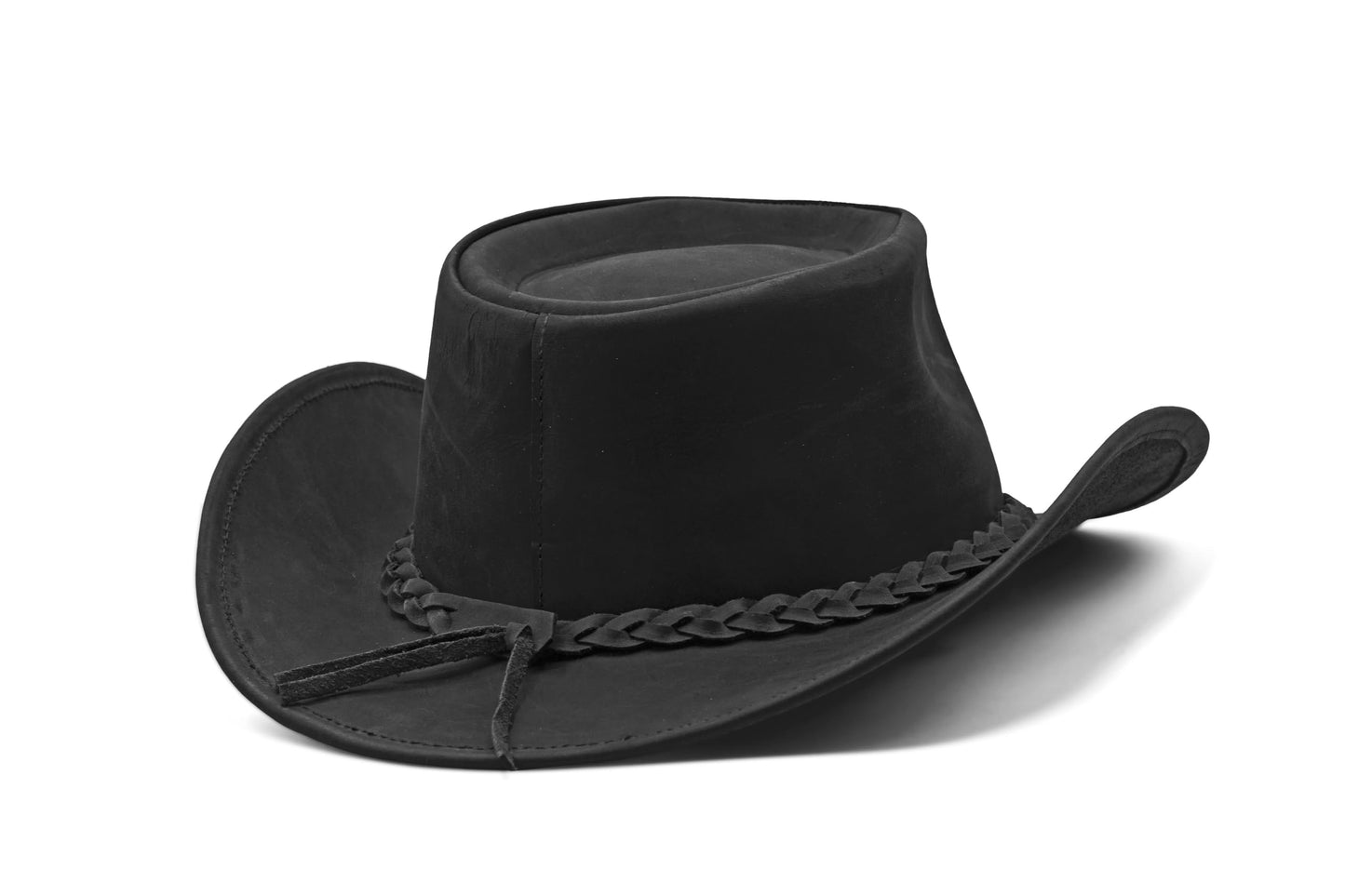 HADZAM Block Magnetic Gift Box Packed Grain Leather Cowboy hat for Men & Women Shapeable into Outback hat for Western Vintage Looks Black