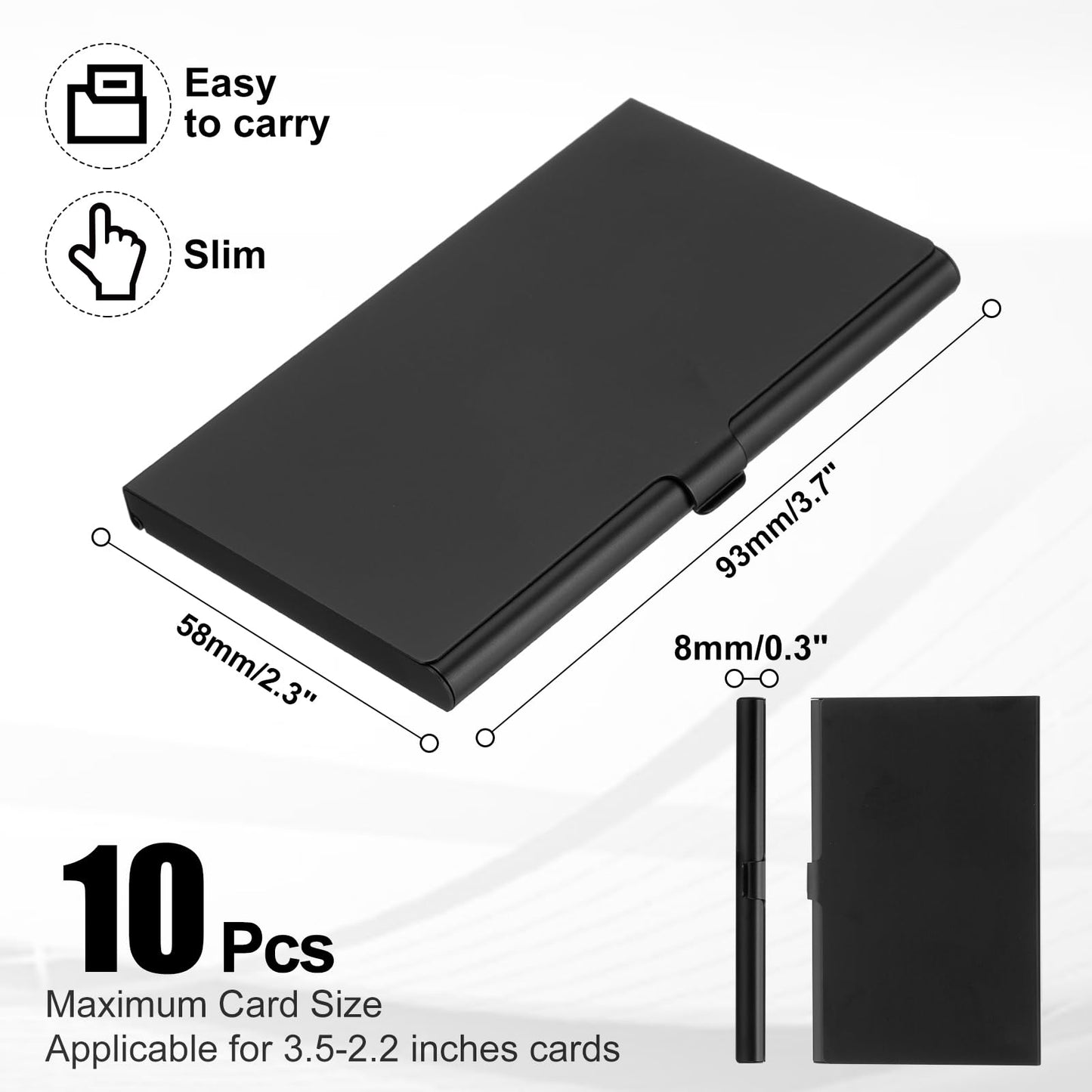 PATIKIL Business Card Holder, 10Pcs Aluminum Metal Card Case Professional Pocket Card Holder for Name Card Credit Card, Black