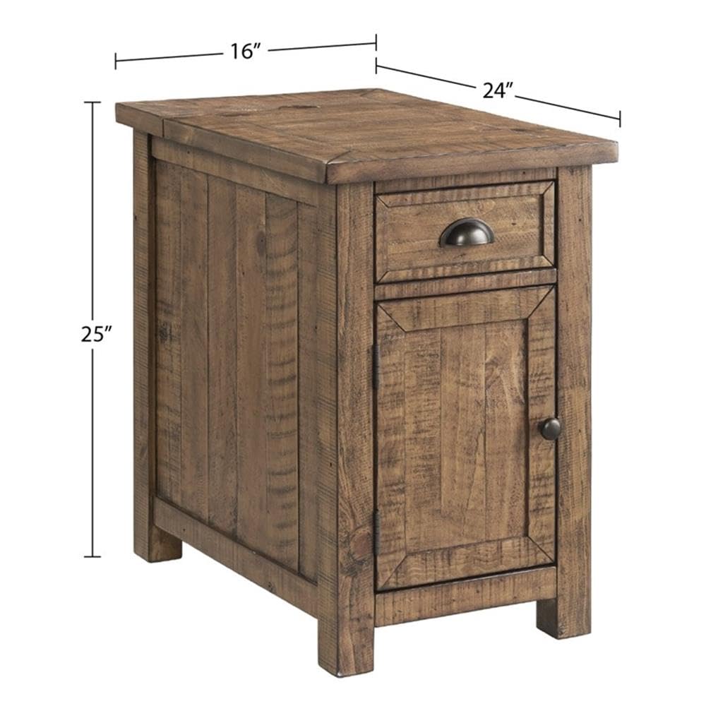 Martin Svensson Home Monterey Chairside Table - Natural - Coastal Multi-Use Table with Charging Station and Drawer for Bedroom or Living Room