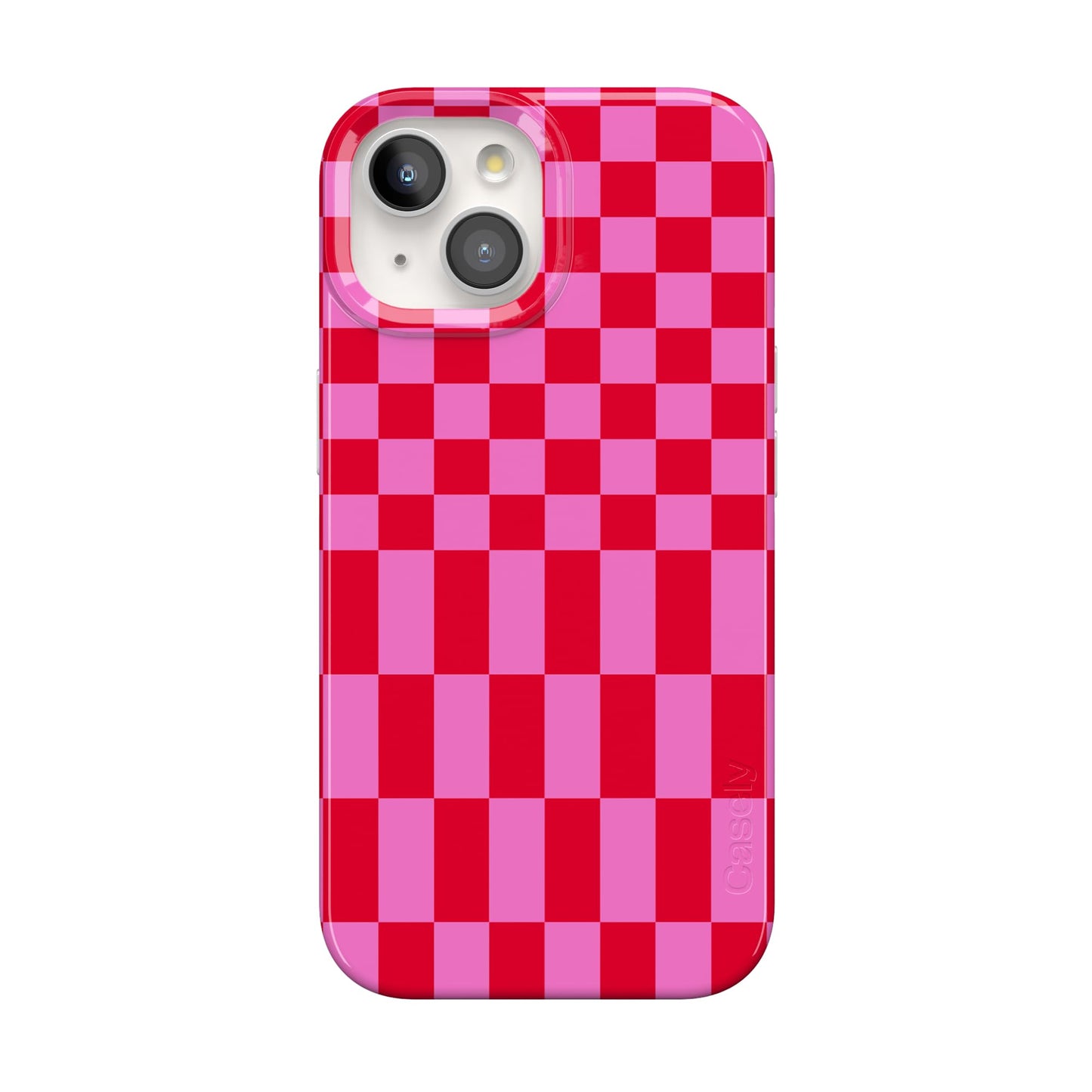 Casely iPhone 15 Plus Case | Fit Check | Neutral Checkerboard Checkered Classic Case | Compatible with MagSafe