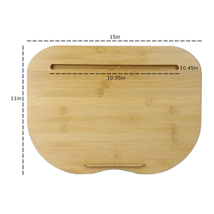SANJIMO Lap Desk for Laptop with Cushion-Fits up to 15 inch, Bamboo Computer Laptop Stand with Phone Hoder, Anti-Slip Stopper