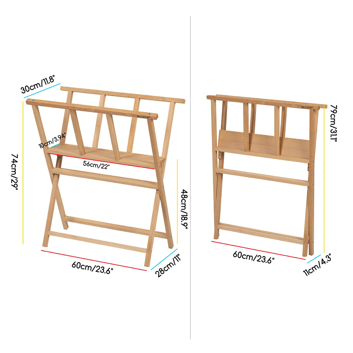 MEEDEN Folding Art Print Rack - Beechwood Art Storage Rack - Artist Storage and Display Rack for Canvas Art Prints Panels Posters Art Gallery Shows