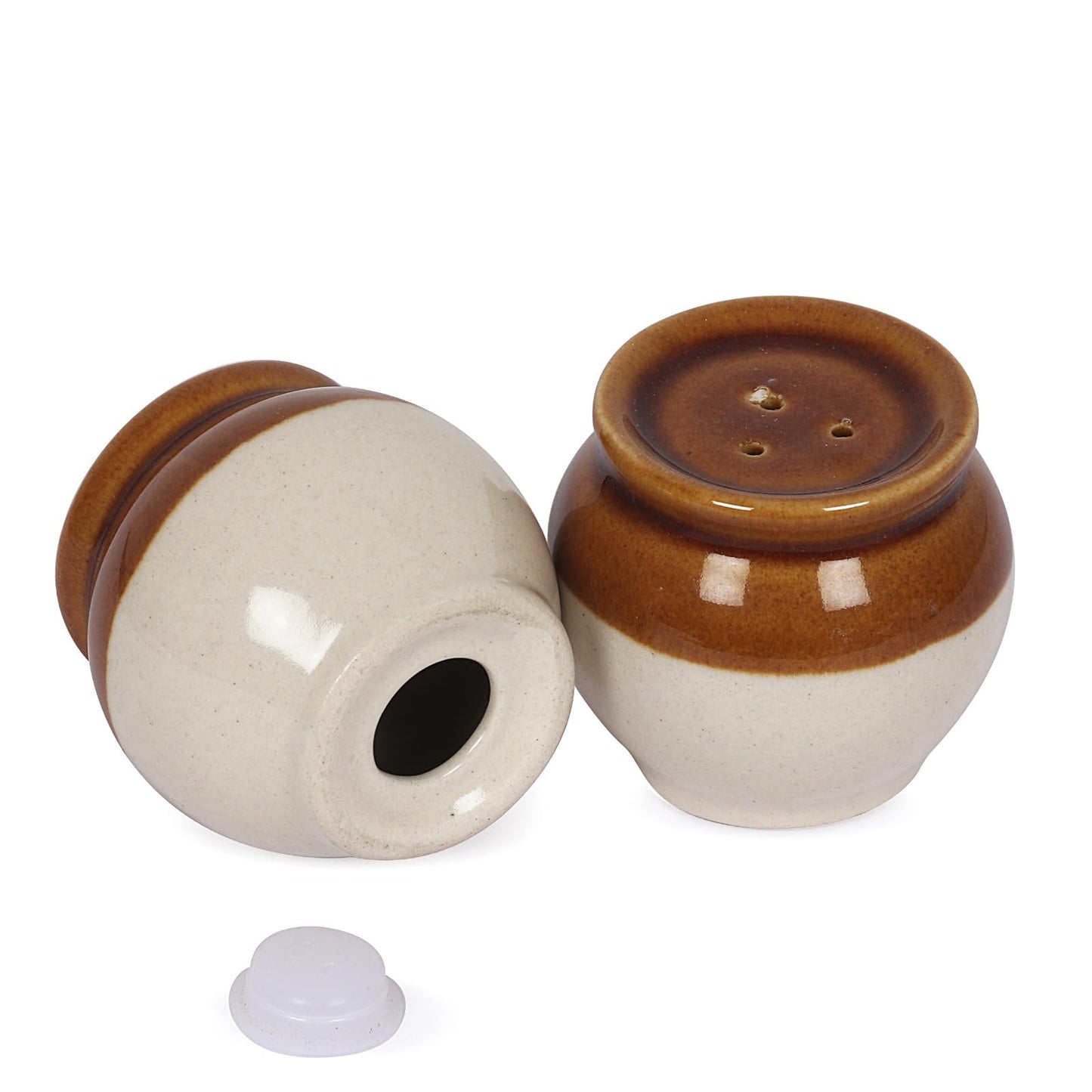 Ceramic Salt and Pepper Shaker and Dispenser with Perfect Holes, Suitable for Home, Cafe, Dining Table, Kitchen Set of 2,Matka design
