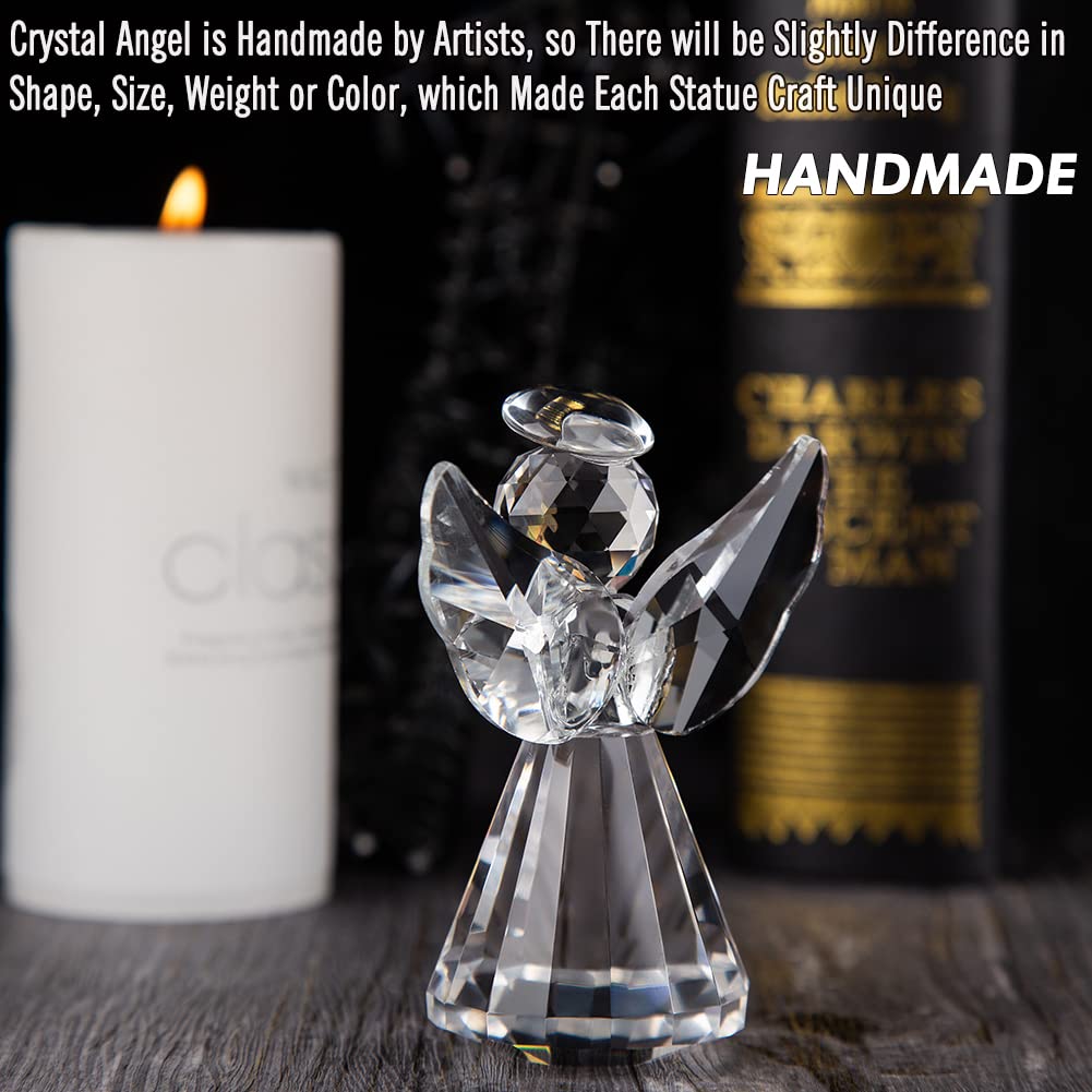 ZRENJHUS Crystal Angel Figurine Collection Pretty Glass Ornament Cute Statue Home Decor Table Animal Collectible Gift on Desk