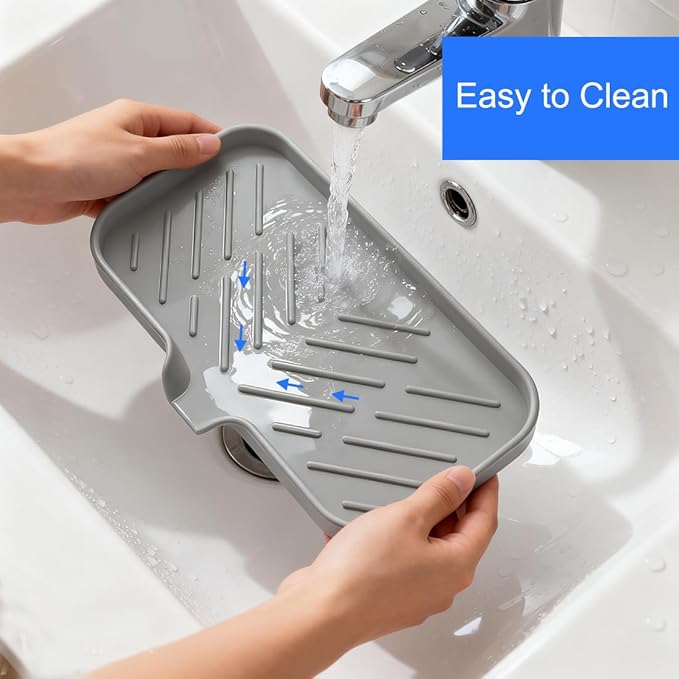 Sponge Holder for Kitchen Sink, Silicone Sponge Dish Tray