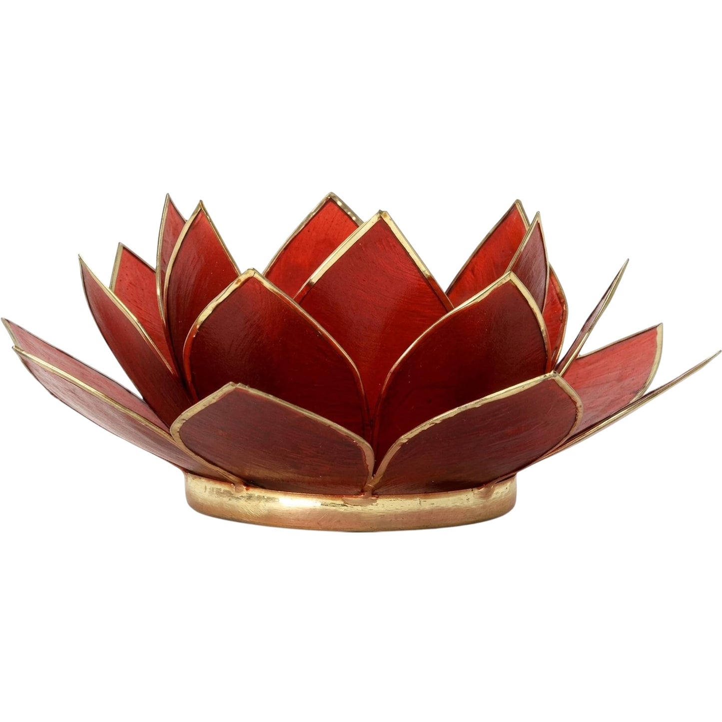 OM Gallery Gemstone Lotus Tealight Holder - Handcrafted Capiz Shell Design for Soft Glow, Elegant Home & Table Decor, Wedding Centerpieces, Votive Candle Styling, and Thoughtful Gifting - Ruby