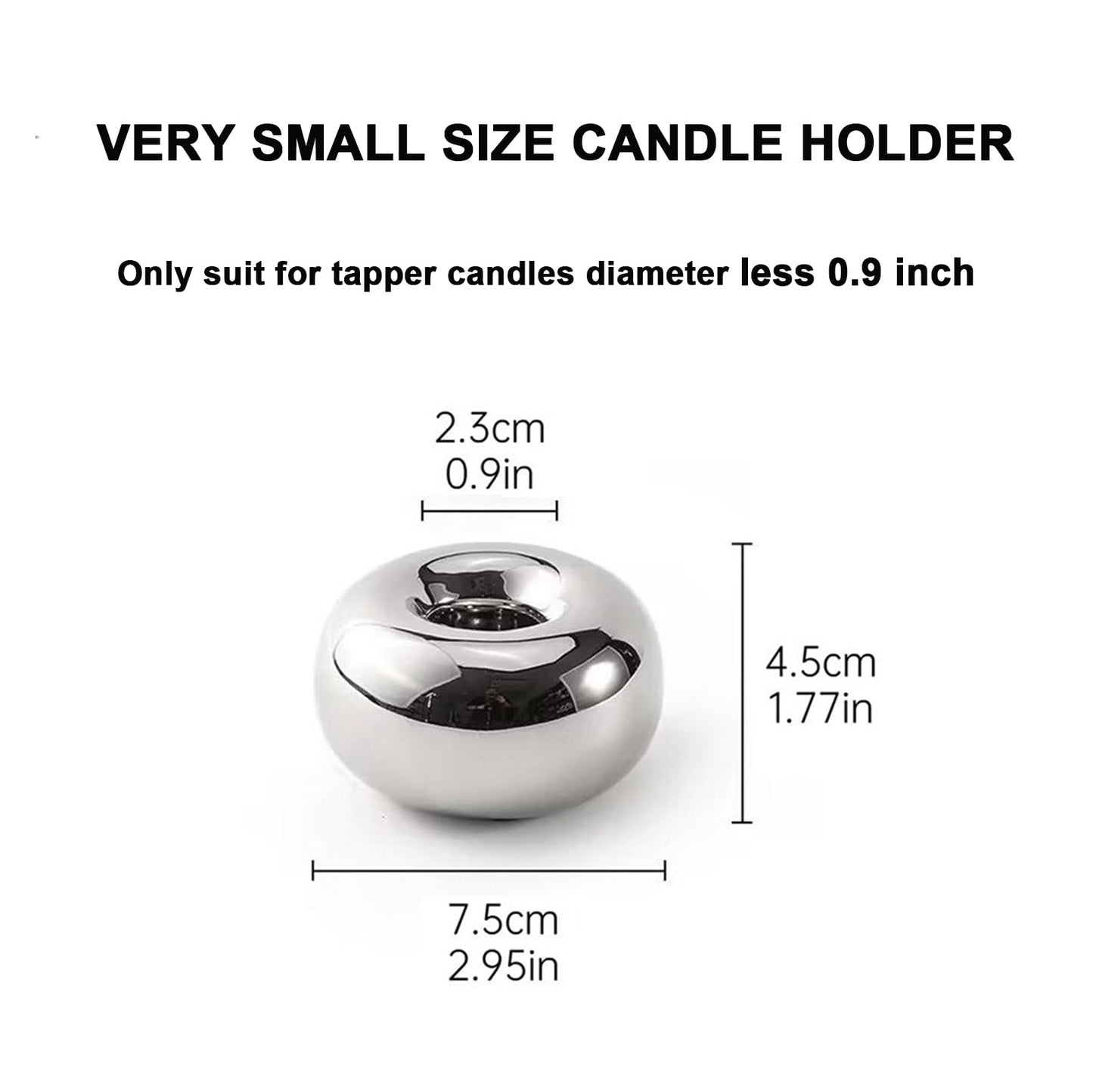 Silver Modern Doughnut Shaped Candlestick Holder, Small Decorative Taper Candle Holder for Bathtub Bedroom Livingroom，2 Pack