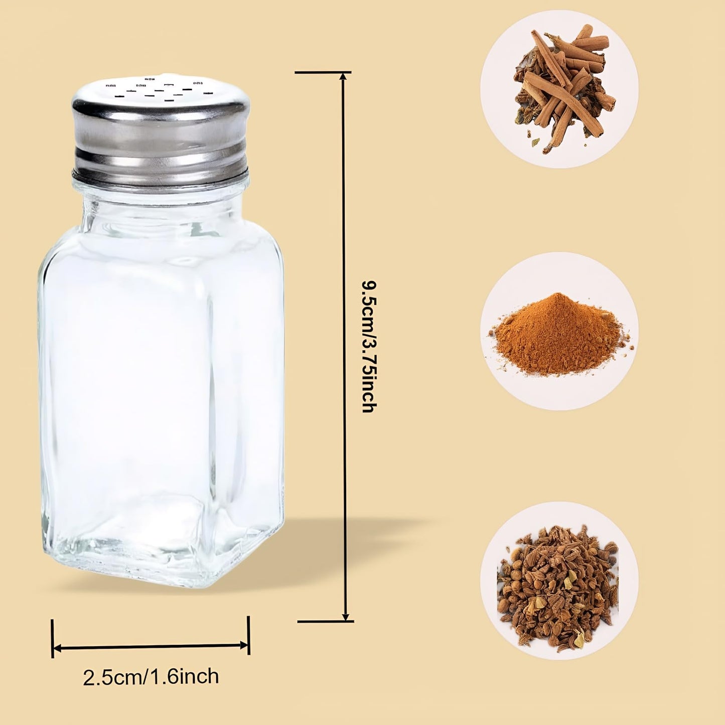 Tebery 16 Pack Clear Salt and Pepper Shakers Glass Set, Retro Style Glass Spice Shakers with Stainless Tops