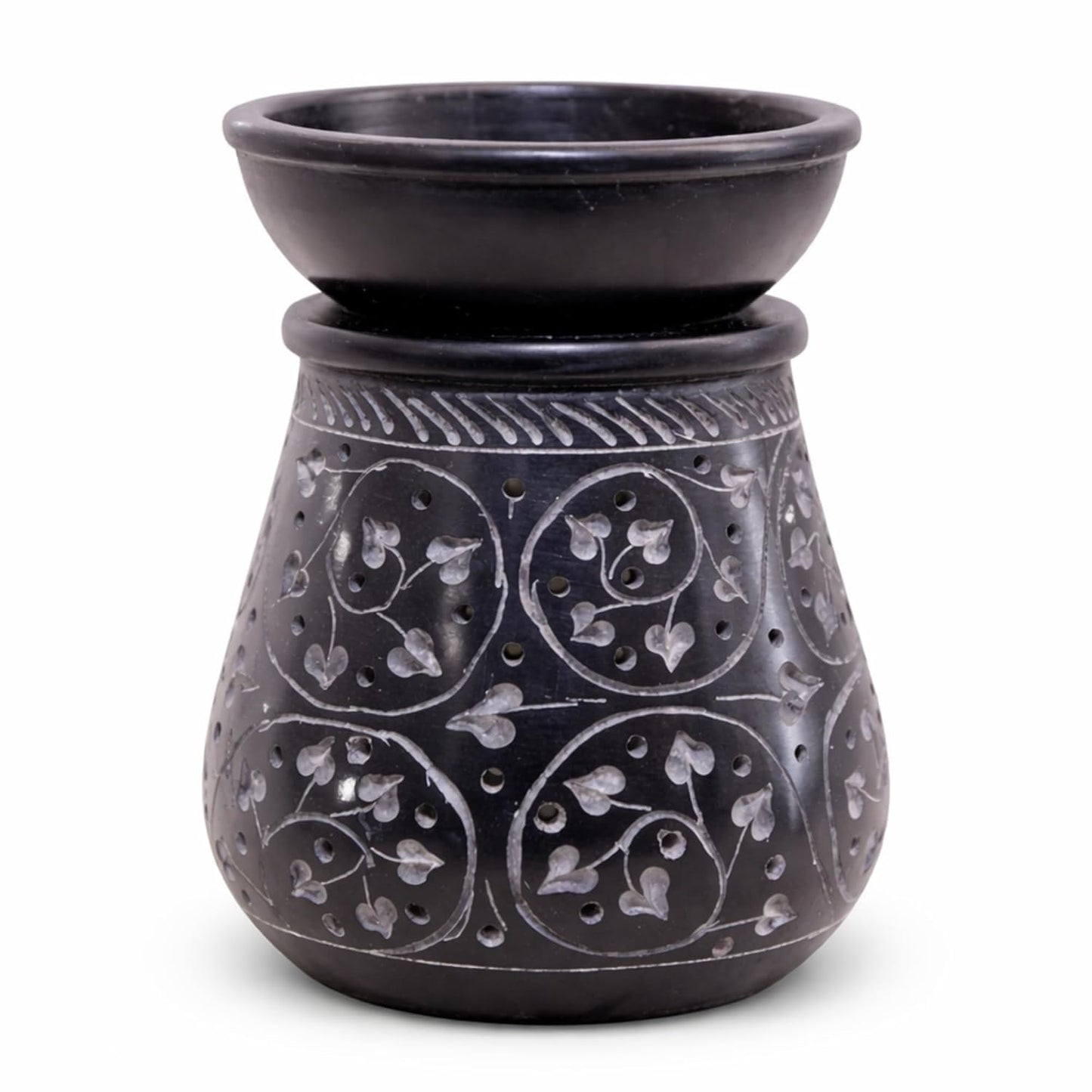 KC KULLICRAFT Handmade Black Soapstone Aroma Oil Burner