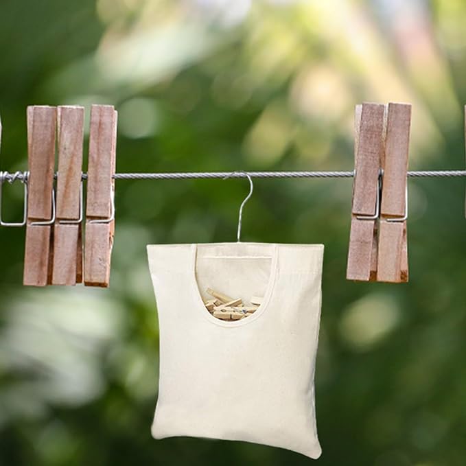 Ragyzity Canvas Clothespin Bag, Zipper Closure, Portable Clothes Pin Hanging Bag