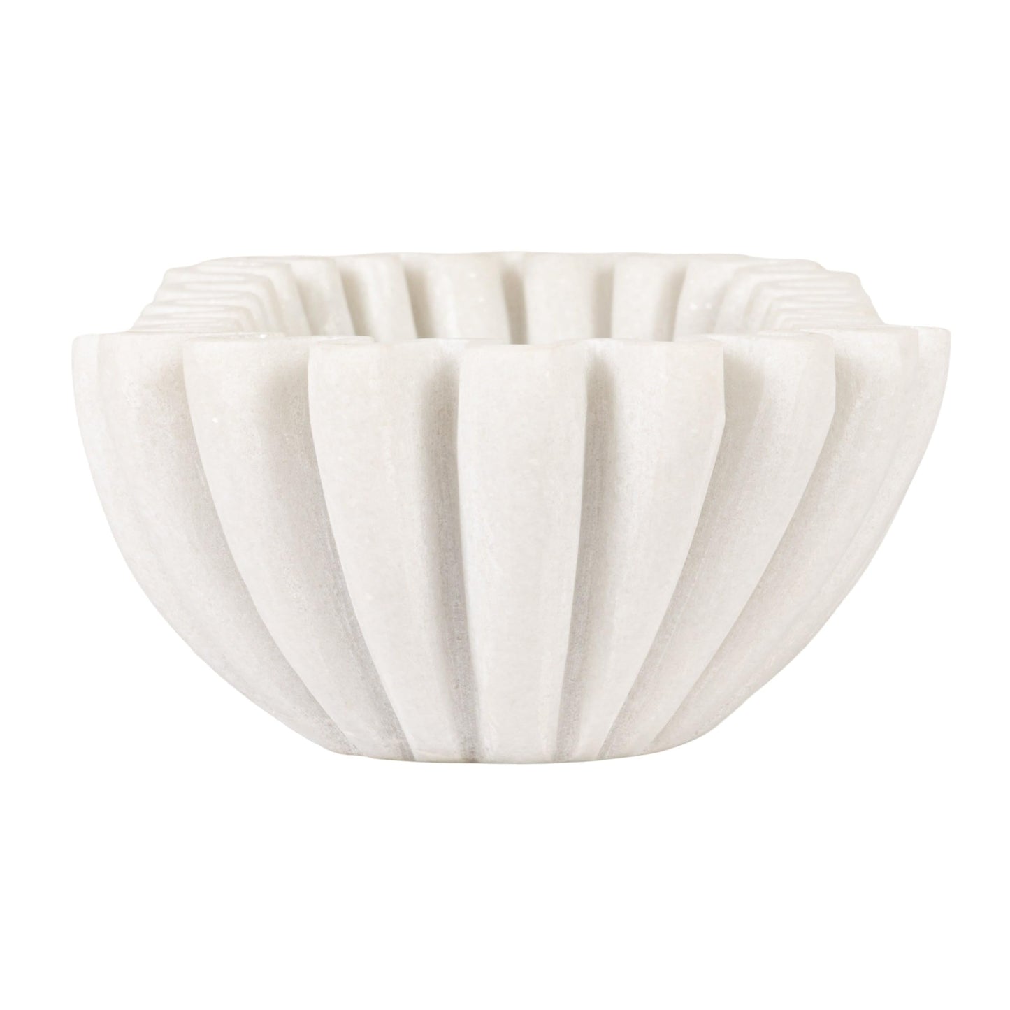 Creative Co-Op Marble Oval Ruffle Bowl, White