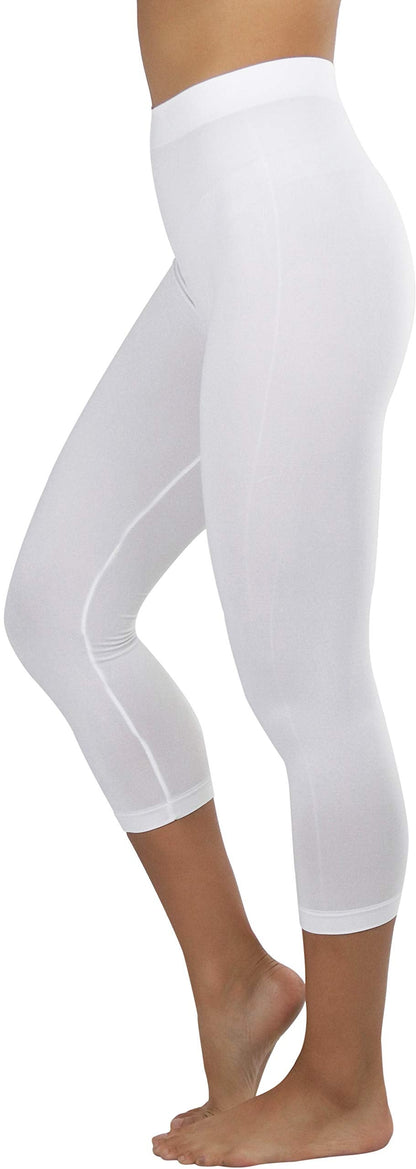 ToBeInStyle Women's Seamless Capri Leggings - White - One Size Regular