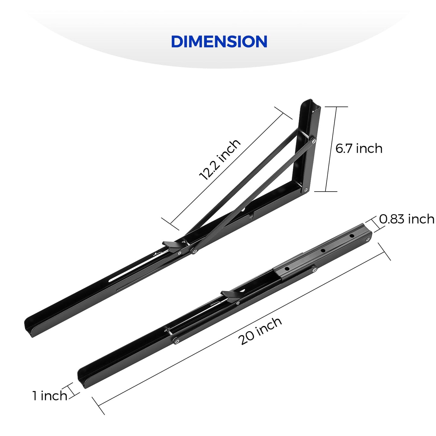 Ravinte 10 Inch Folding Shelf Brackets - Matte Black Collapsible Heavy Duty Brackets for Table Bench - Space Saving, 2 Pack ﻿