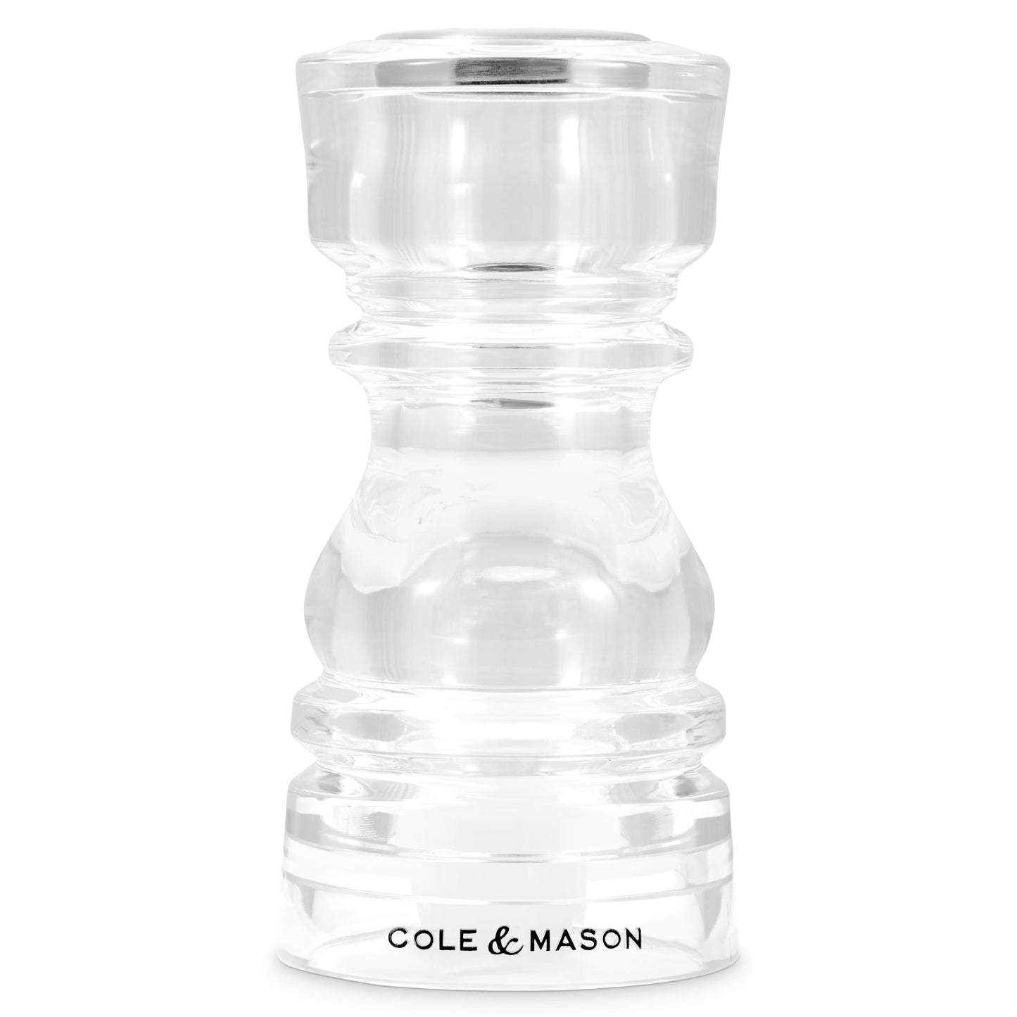 Cole & Mason London 5" Acrylic – Durable Lightweight Seasoning Shaker for Salt, Pepper, or Spices – Easy to Refill & Clean – Clear Acrylic Body for Modern Look & Fill Visibility
