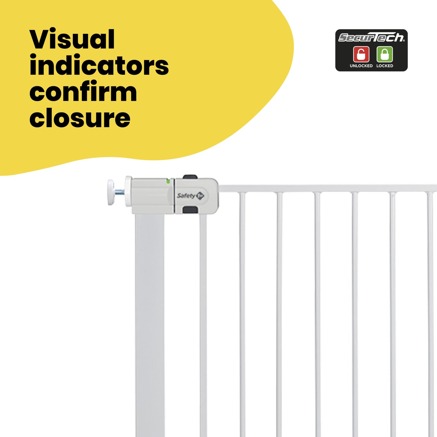 Safety 1st Easy Close Extra Tall Metal Gate, Baby Stair Gate Pressure Fit, 73-80cm (max. 94cm), Extra Tall Gate (91cm), Easy-Closing Baby Safety Gate, No-Screw Installation (No Drilling), White