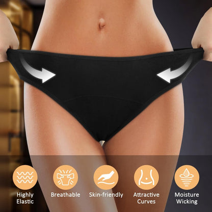 flintronic Period Panties, 4PCS Absorbent Leak Proof Panty Pants, Heavy Flow 30ML Menstrual Knickers, Cotton Menstrual Briefs for Women, Absorbent and Reusable (M)