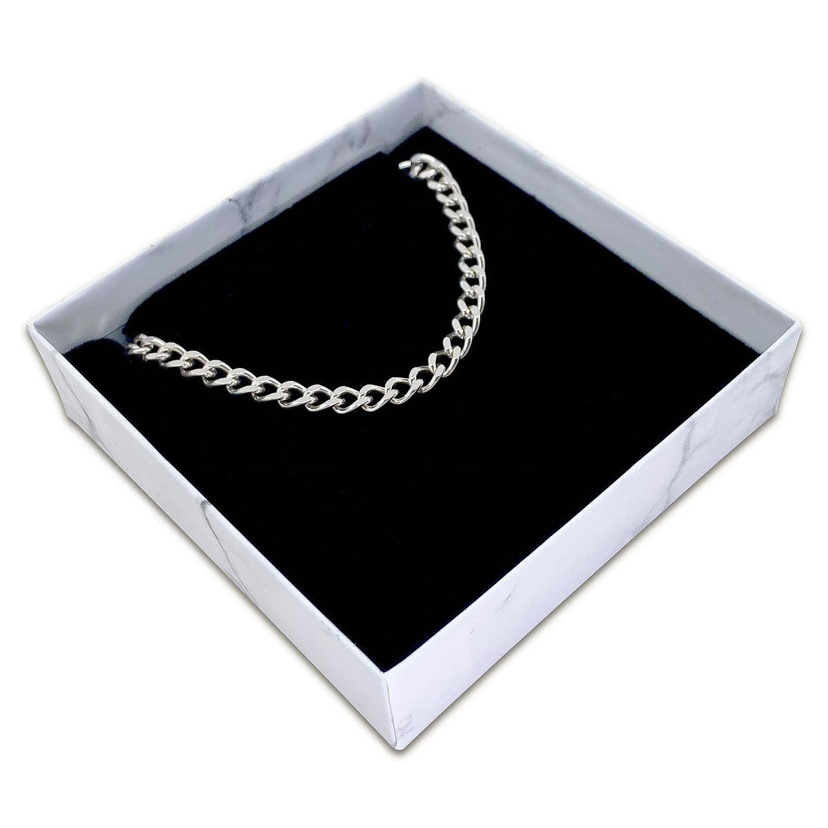 TheDisplayGuys - 24-Pack Cardboard Kraft Paper Jewelry Gift Boxes w. Velvet Padding - Necklace/Pendant - Marble White - #33 (3.5" x 3.5" x 1.0")