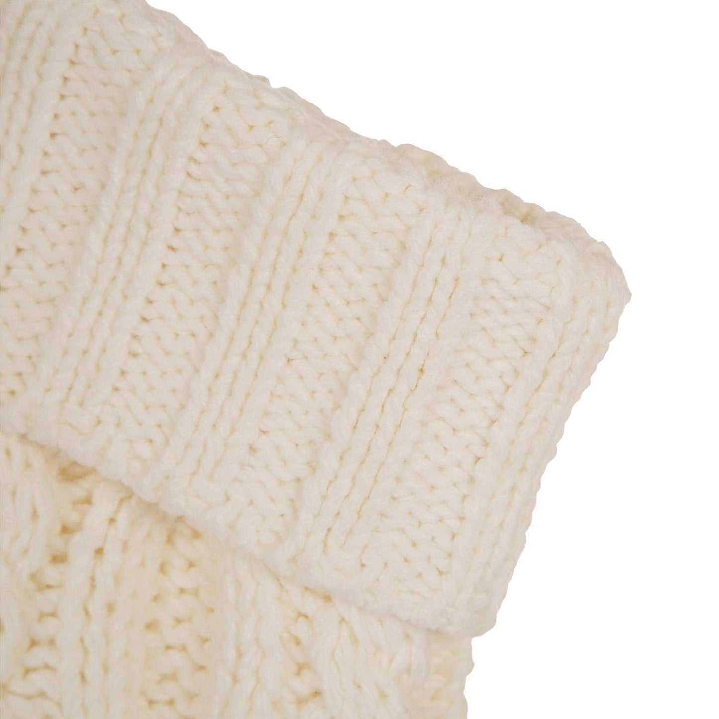Glitzhome 24" L White Knitted Polyester Christmas Stocking with Pom Pom Ball Oversize Christmas Stocking for Christmas Party Home Decoration
