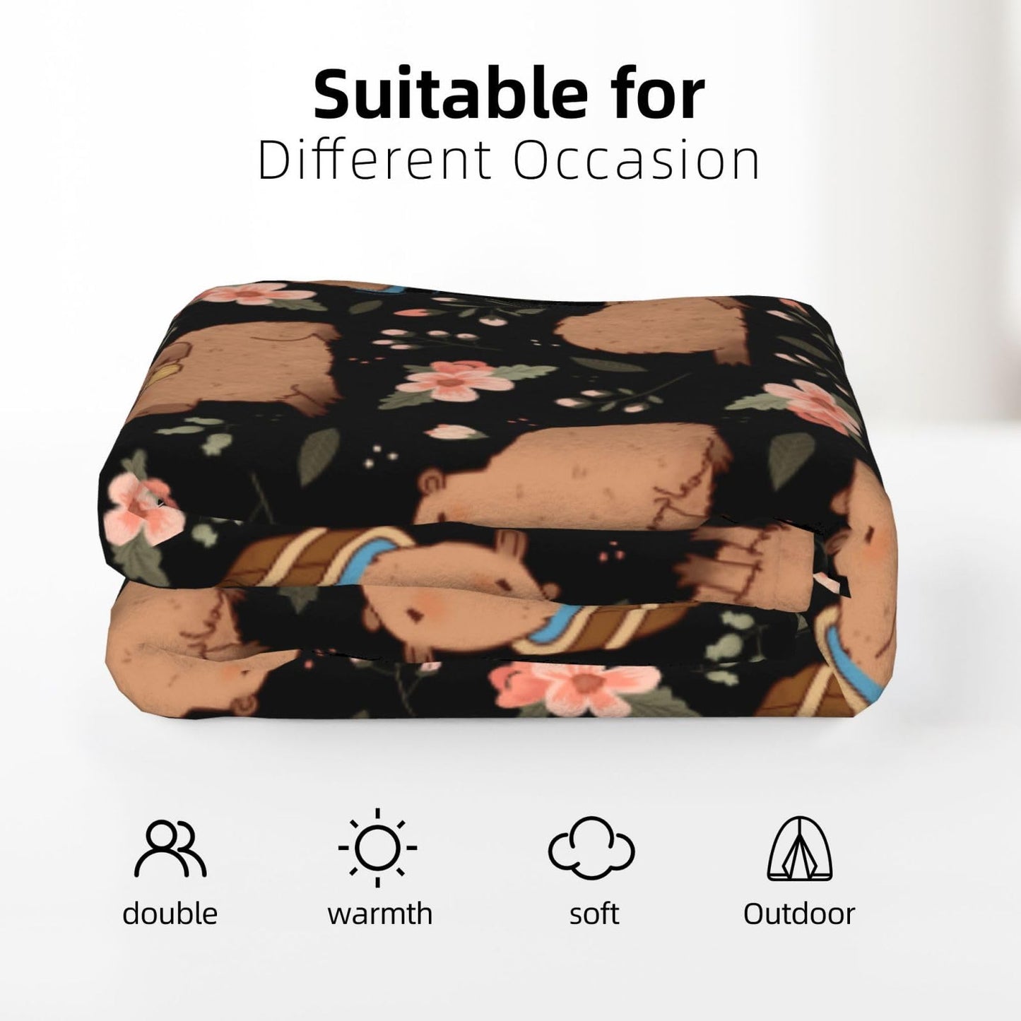 Cute Pattern Soft Fleece Blanket - Cozy and Cute Animal Design for Bed, Couch, or Gift 50"x40"