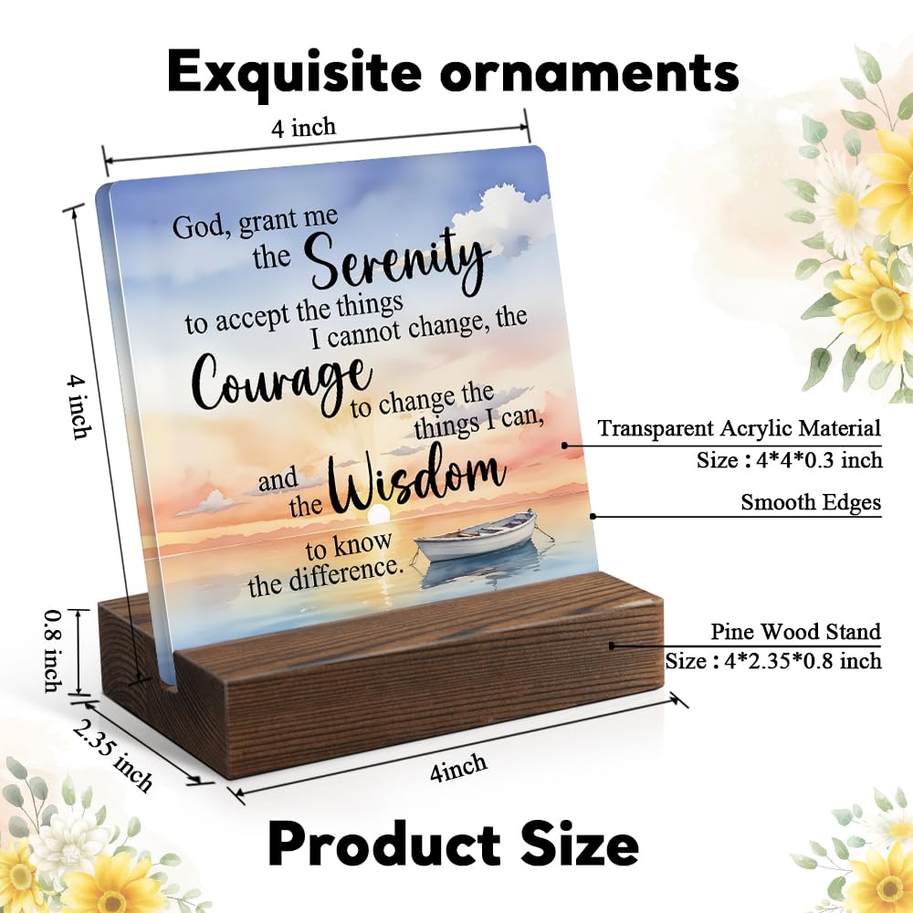 Juogg God Grant Me The Serenity Acrylic Sign with Wooden Stand, Funny Serenity Prayer Gifts for Women Men, Sobriety Gifts for Friends, Recovery Gifts Mental Health Gifts for Women Coworker Sister