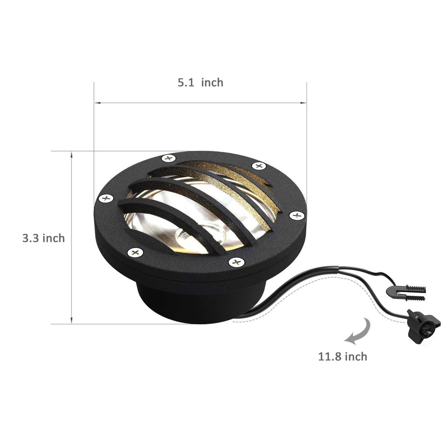 LL LIGHTING LIVING 2PK 12V Low Voltage In Ground Lights, 4W LED Well Lights 200LM 2800K Warm White Weatherproof Sealed Heavy-Duty Metal Housing Landscape Up Light with Connector