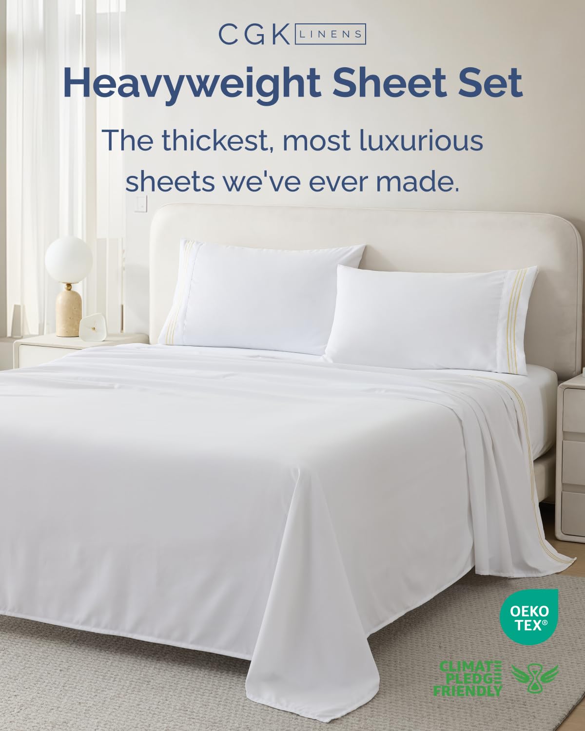 Extra Thick Heavyweight Queen Size 4 Piece Bed Sheet Set - Embroidery Bed Sheets - Soft & Wrinkle Free - Super Luxury Queen Bed Set - Premium Hotel Quality Bedding with Deep Pockets - Butter Yellow