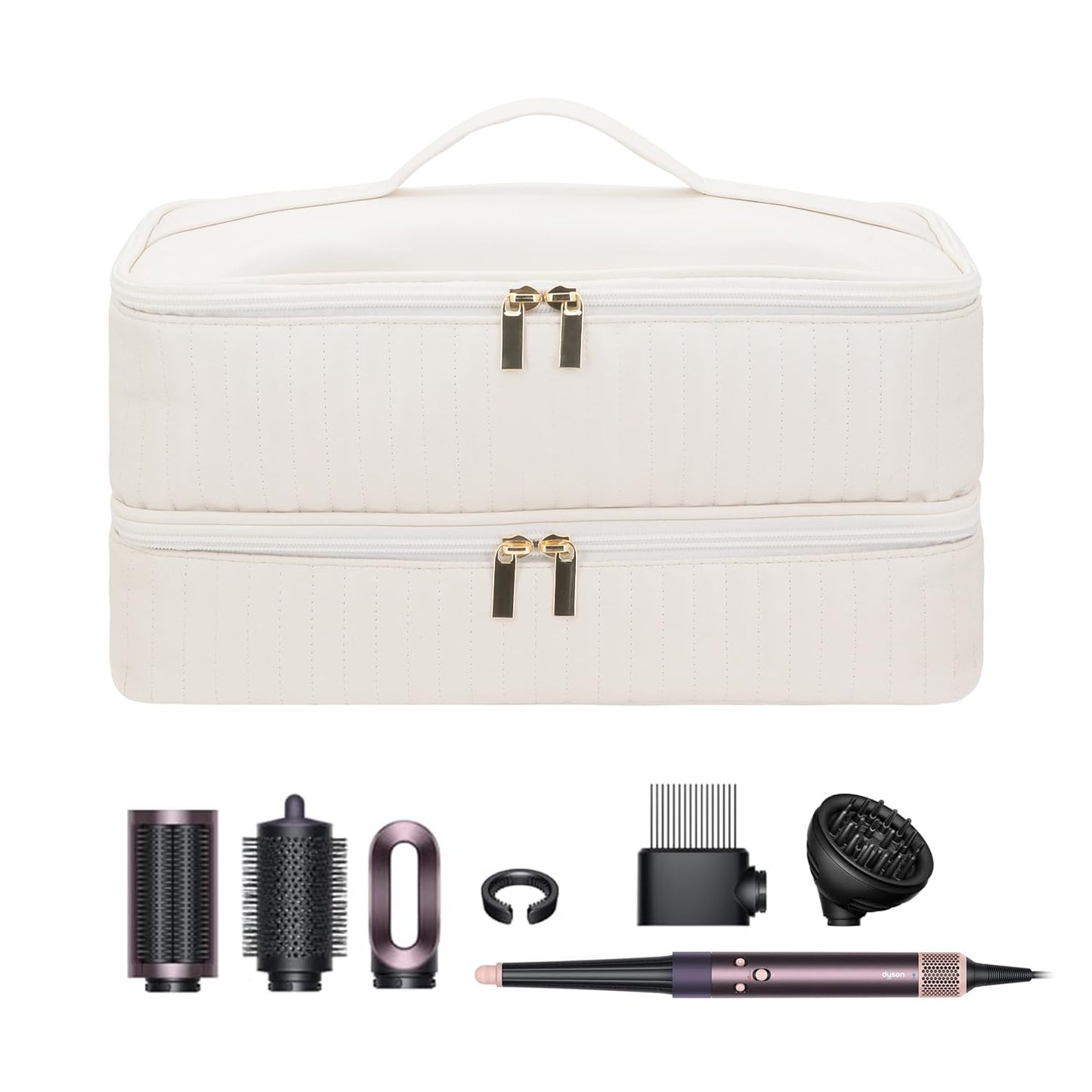 Boweike Travel Case Compatible with Dyson Airwrap id, Double-Layer Carrying Case Compatible with Dyson Airwrap Styler and Attachments, Portable Storage Bag for Shark Flexstyle/Flexfusion