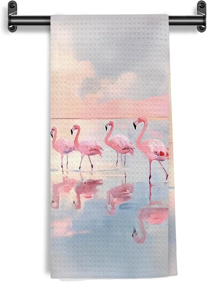 Watercolor Pink Flamingo Kitchen Towels, Flamingo Gifts