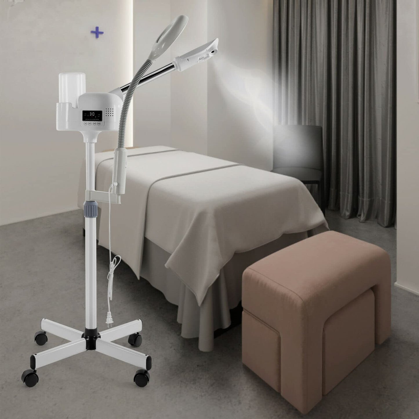 Professional 3 in 1 Facial Steamer Upgrade Esthetician Steamer with hot & Cold Nozzle 5X LED Magnifying Lamp Beauty Salon Spa