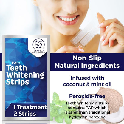 DENTELO Professional Teeth Whitening Strips,42 Non-Sensitive, Safe for Enamel, Anti Slip, Dentist Formulated Teeth Whitener Strips, Adavance Pap Whitening Stripes