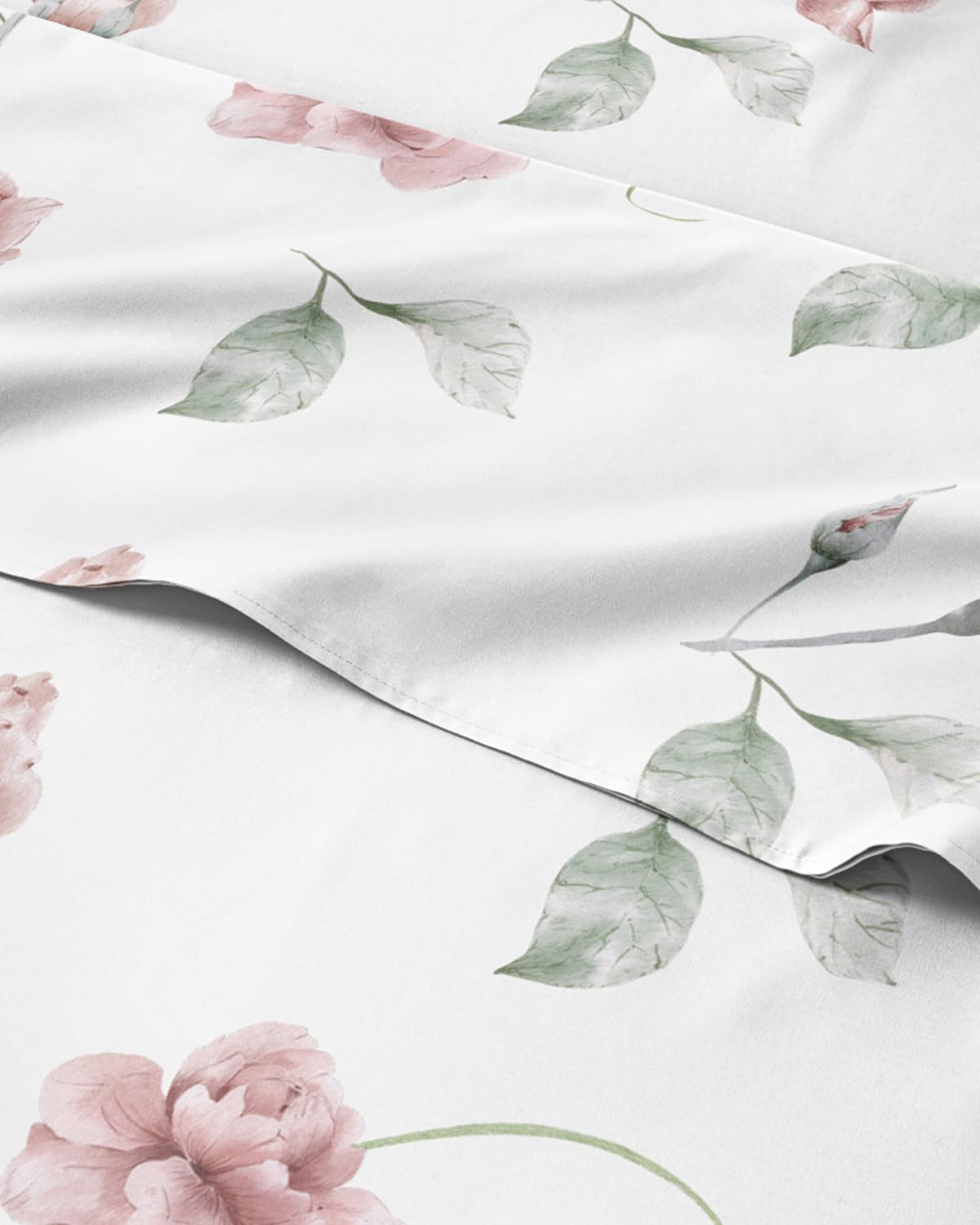 Floral Sheets - Floral Rose Bed Sheet Set - 1 Flat, 1 Fitted & 2 Pillowcases w/ Deep Pockets - Comfy, Wrinkle & Fade-Free - Boho Botanical Bedding - Ultra-Soft, Breathable & Cooling - Full Size Set