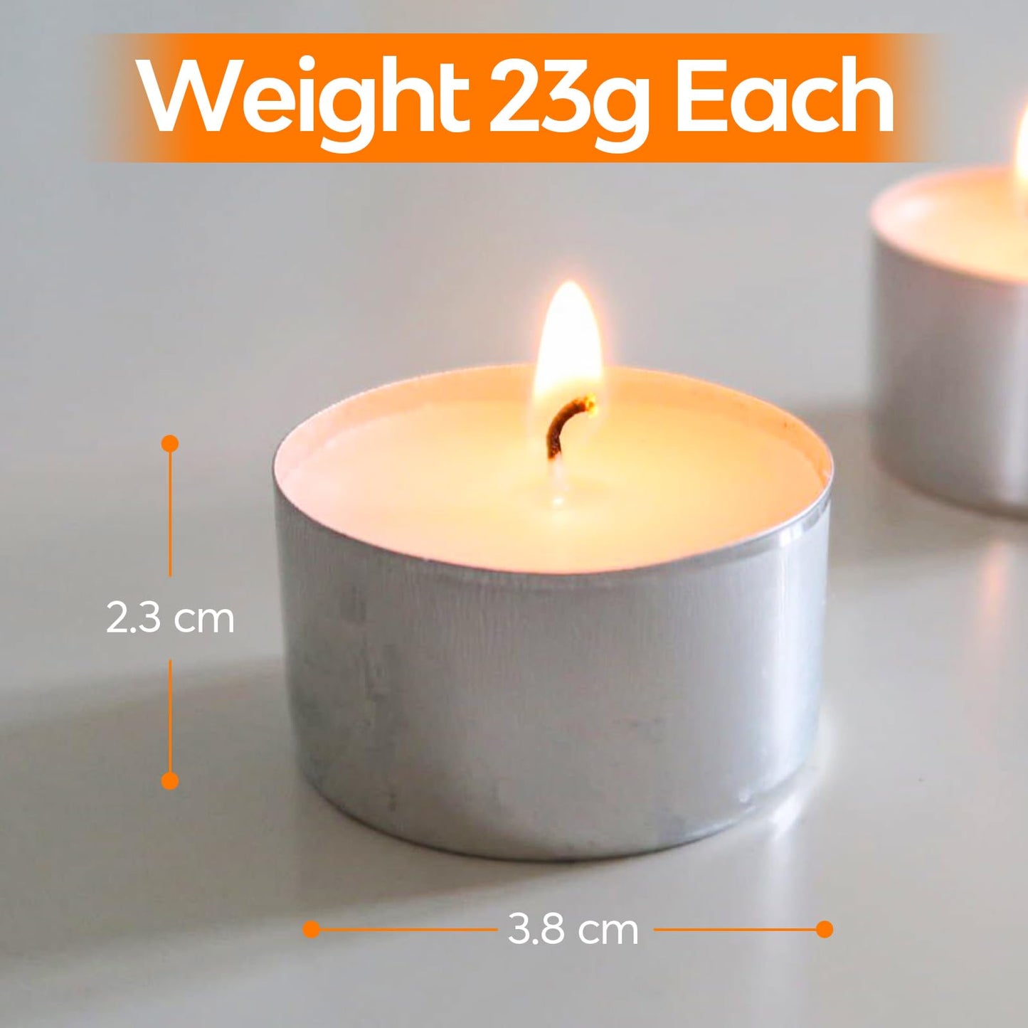 8 Hour Tea Light Candles 100 Pack Long Burning Time Unscented White
