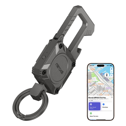 Miroddi Keychain Tracker, Men's Key Chain Works with Find My(iOS Only), Heavy Duty Keychain Carabiner Bottle Opener, Car Key Chains with Finder, Anti-lost Keyrings Tracker, Rechargeable, Gunmetal
