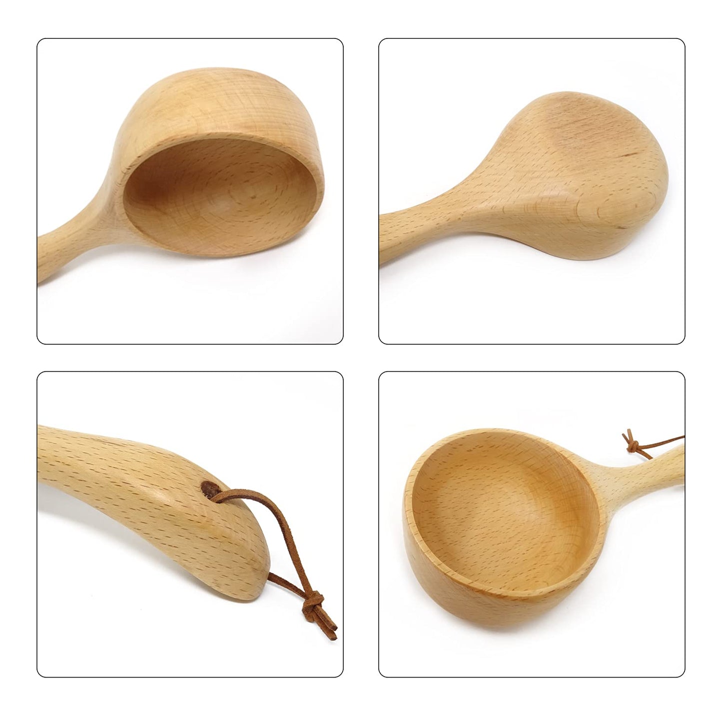 Honbay Large Capacity Wooden Ladle Sauna Water Scoop SPA Spoon Bath Salts Spoon Coffee Scoop