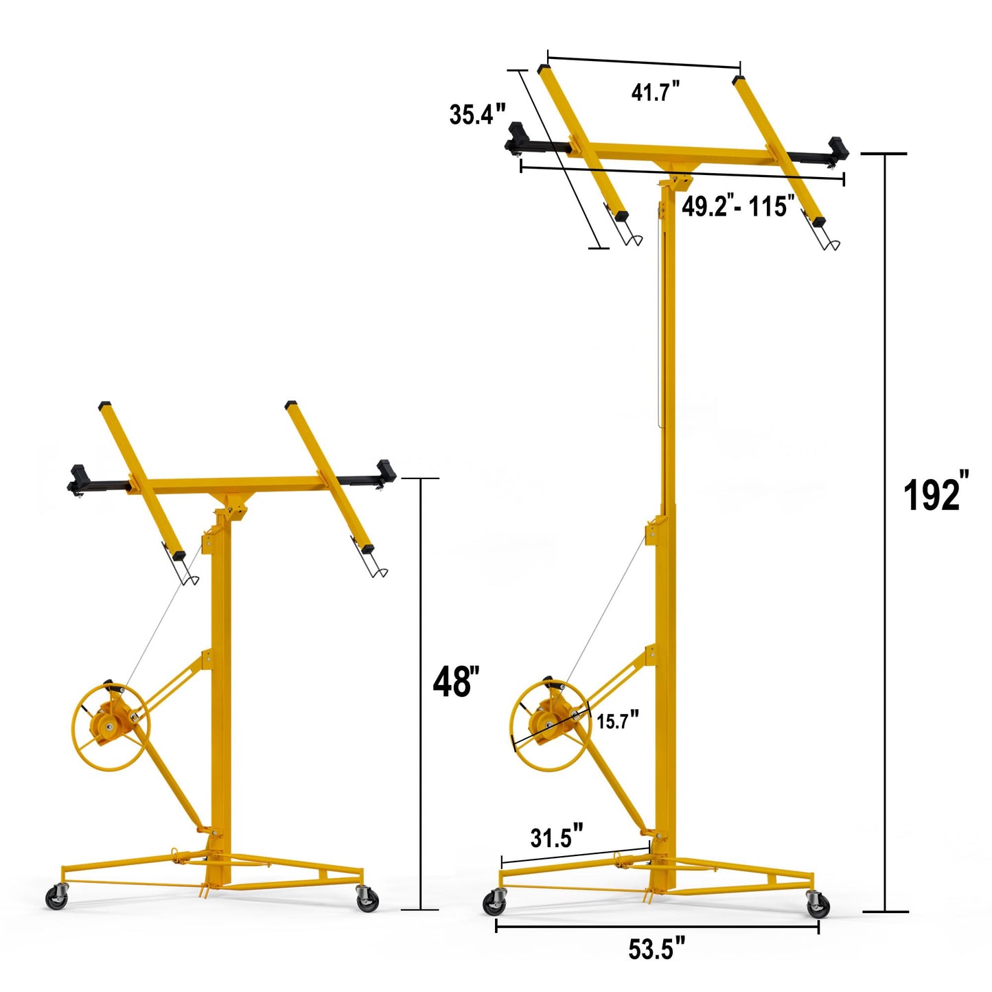 Drywall Lift 16 Ft,Sheetrock Lift Drywall Lifter,150LBS Heavy Duty Rolling Lifter Panel,Hoist Jack with 360° Adjustable Telescopic Arm & 3 Lockable Wheels (16 Ft Yellow) (16FT Yellow)