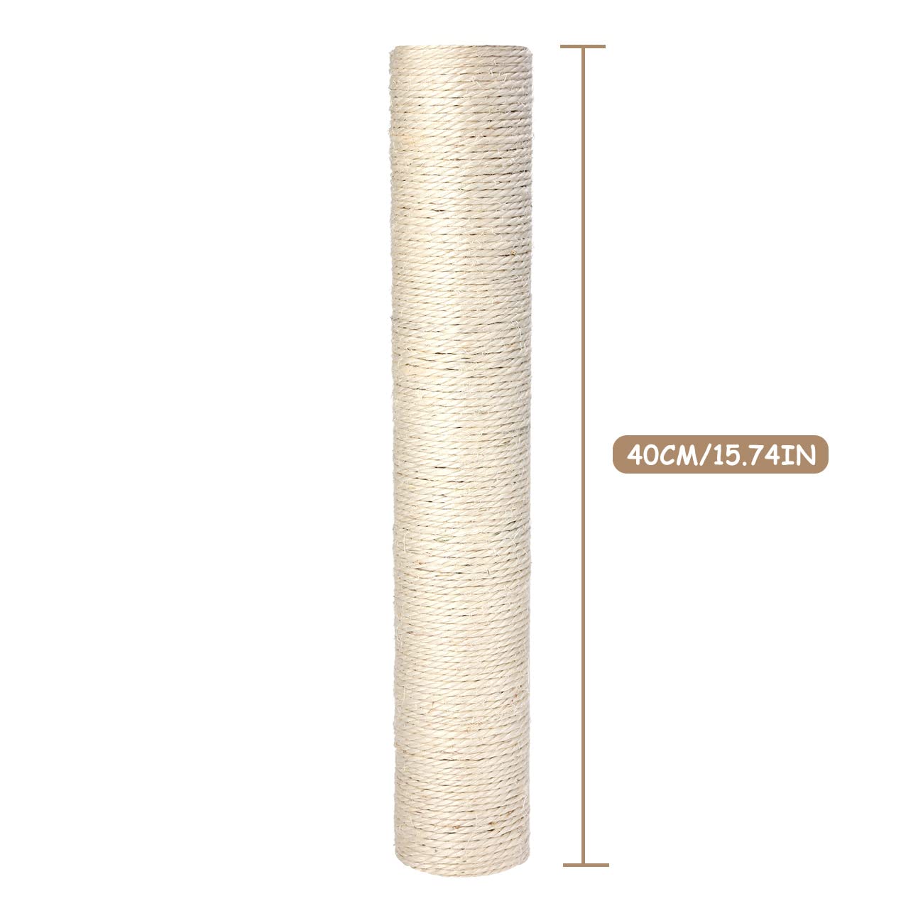 Pinkgarden Natural Sisal Replacement Cat Scratching Post, 15.7'' 2 Pieces M8 Cat Scratch Post Refill Pole Parts for Refurbishment, White, Include Screws