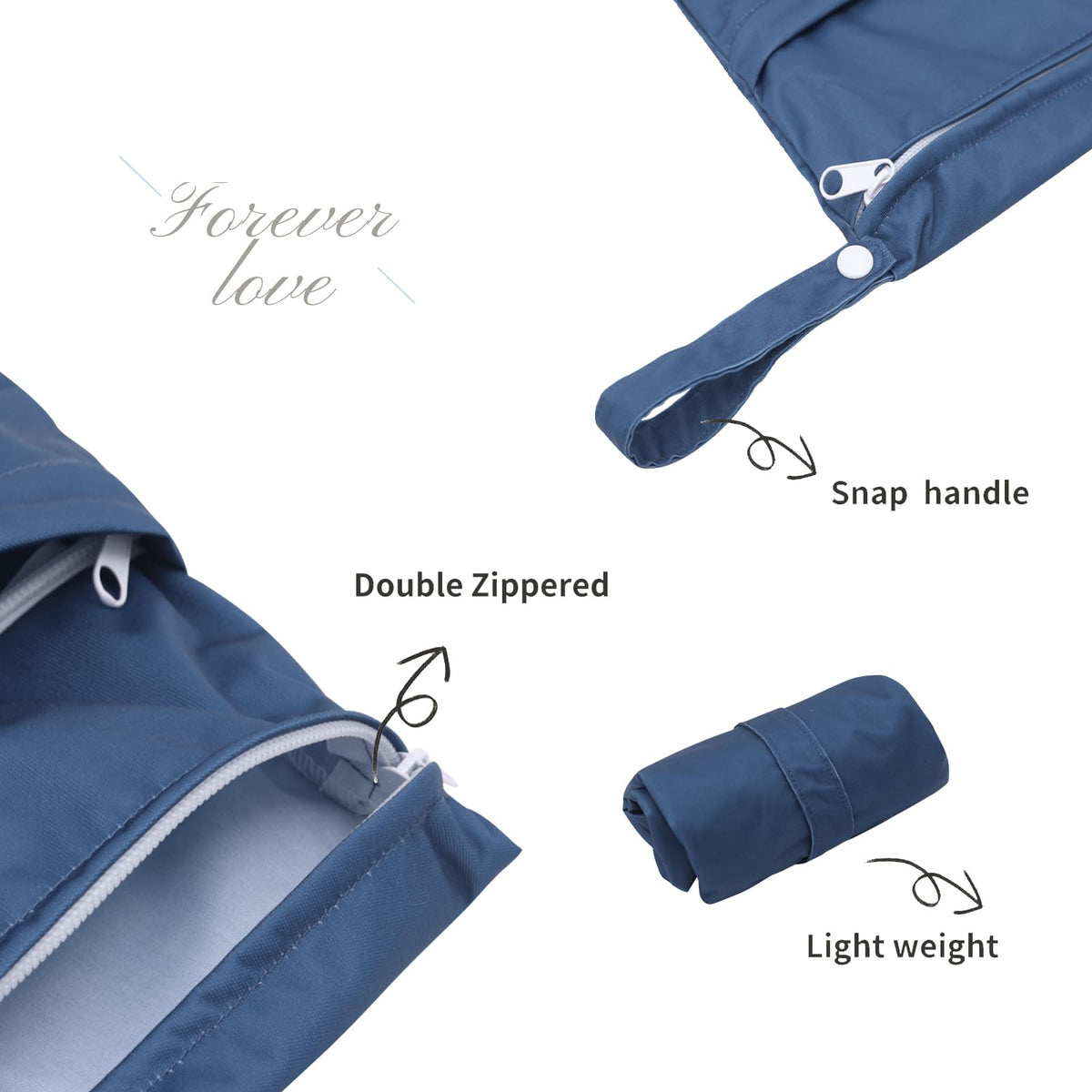 ALVA ALVABABY 3pcs Cloth Diaper Wet Dry Bags Waterproof Reusable with Two Zippered Pockets Travel Beach Pool Daycare Soiled Baby Items Yoga Gym Bag for Swimsuits or Wet Clothes 3L-ZM13