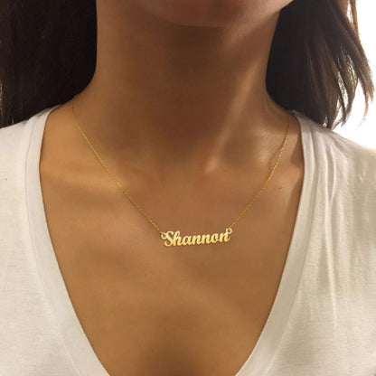 U7 Name Plate Necklace Personalized Gold Plated Choker with 18 Inch Link Chain Custom Name Jennifer Necklace, Friend Daugther Lover Gift