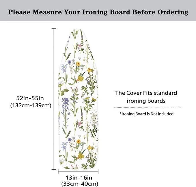 ZDCUSTOM Floral Ironing Board Cover Scorch and Stain Resistant Ironing Board