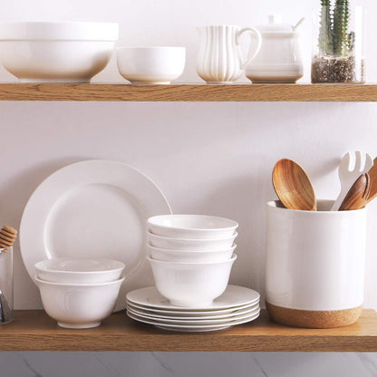 DOWAN 20oz Ceramic Cereal Bowls - 6 White Kitchen Soup Bowls Set - Deep White Bowls for Soup, Cereal and Salad, Microwave and Dishwasher Safe