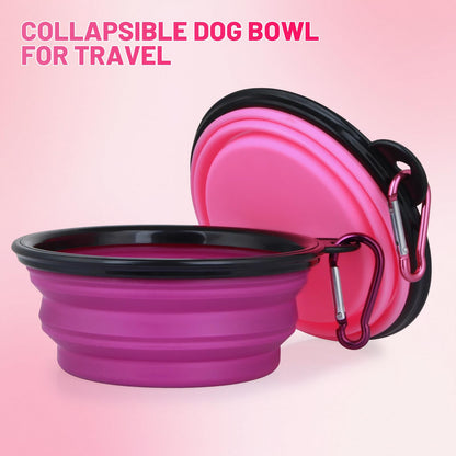 Dog Bowl Pet Collapsible Bowls, 2 Pack for Cats Dogs, Portable Pet Feeding Watering Dish for Walking Parking Traveling with 2 Carabiners (Small, Blue+Green)