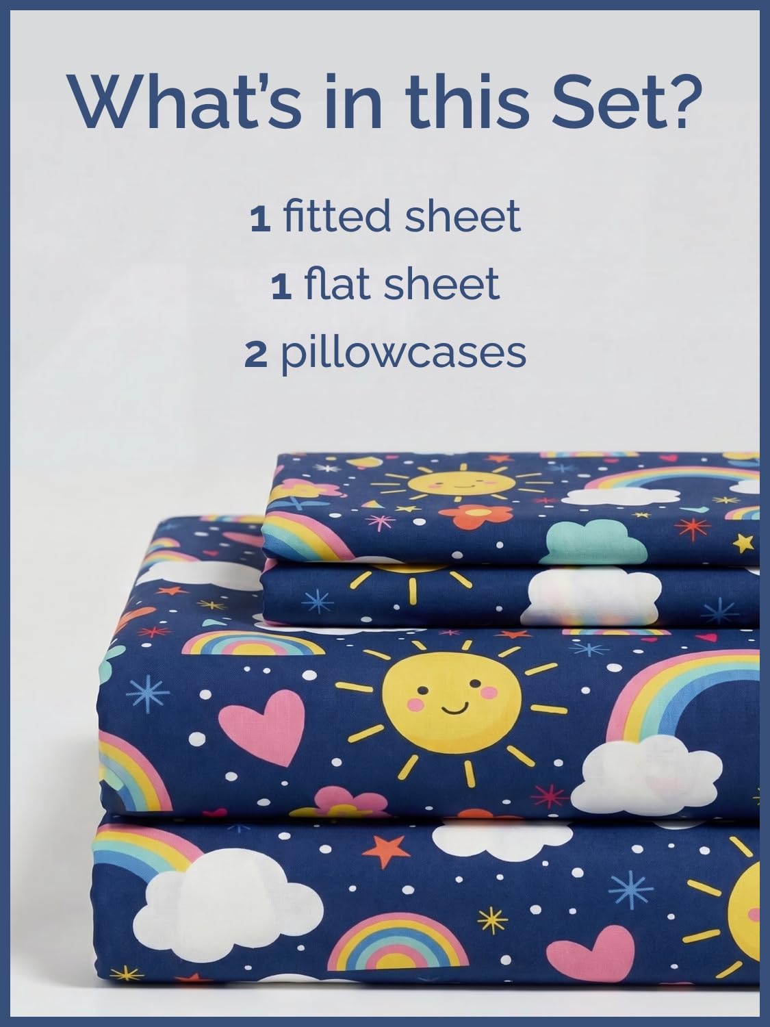 CGK Unlimited Kids Rainbow Sky Full 4 Piece Sheet Set - Boys, Girls, Teens, Toddler - Easy Fit Deep Pockets - Soft, Cooling & Breathable Sheets - Cute, Cozy, Fade and Wrinkle Free - Machine Washable