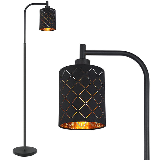 Gothic Floor Lamp with Laser-Cutout Lampshade, LED Standing Lamp for Living Room & Bedroom, 67 Inch Black Arc Modern Farmhouse Lamp with Foot Switch, E26 Base Socket, Perfect for Magic Decor Lamps