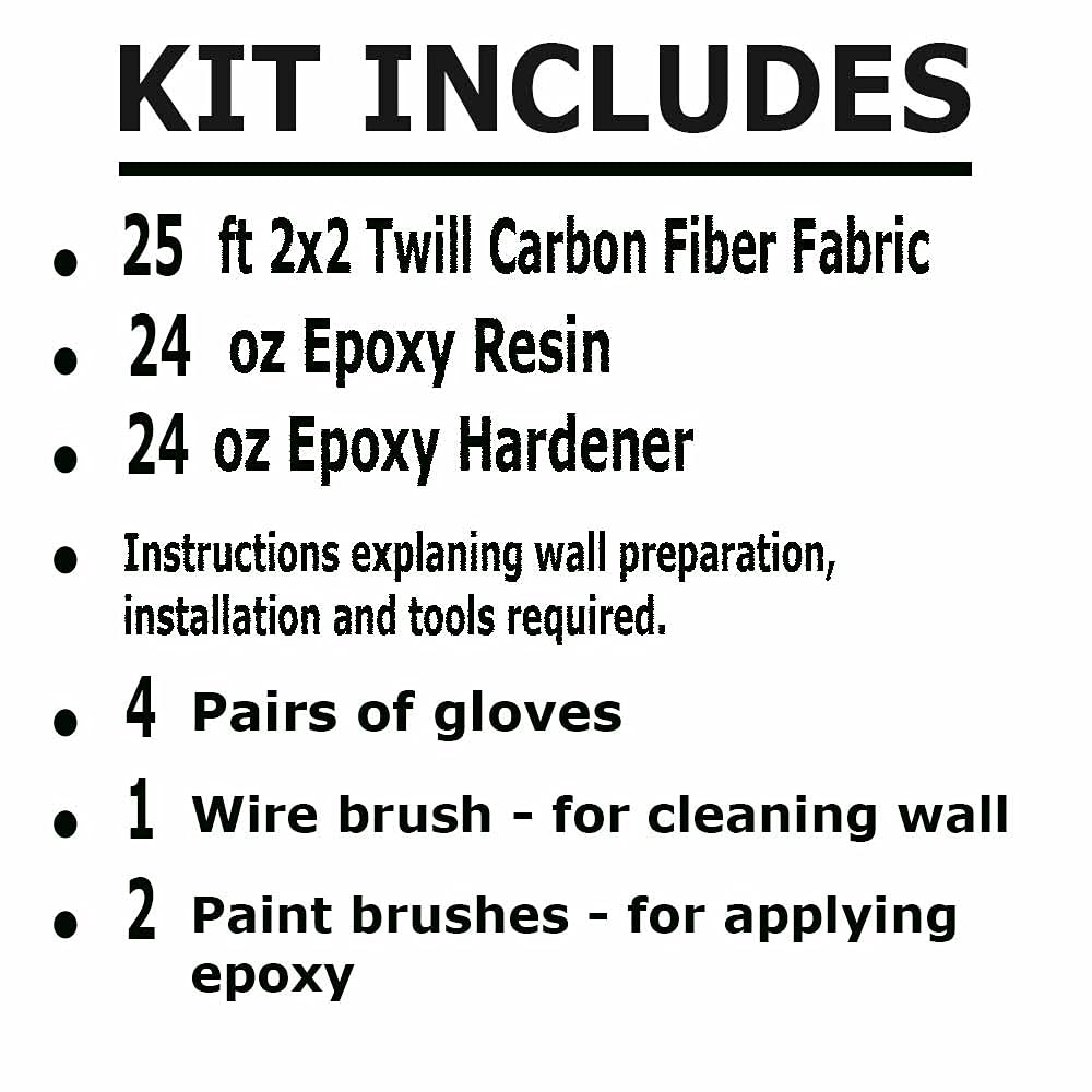 25 ft - Carbon Fiber-Basement Wall Crack Repair Kit - Carbon Fiber Foundation Wall Repair - Easy DIY Repair Includes Epoxy, Tools & Safety Gear
