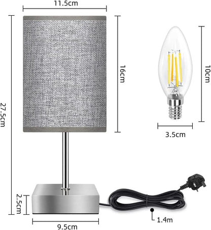 Aomeya Touch Control Table Lamp, 3-Way Dimmable Bedside Lamps Nightstand Lamps with Flaxen Fabric Shade for Bedroom Living Room,LED Bulb Included (Grey-1Pcs) (Grey-1Pcs)