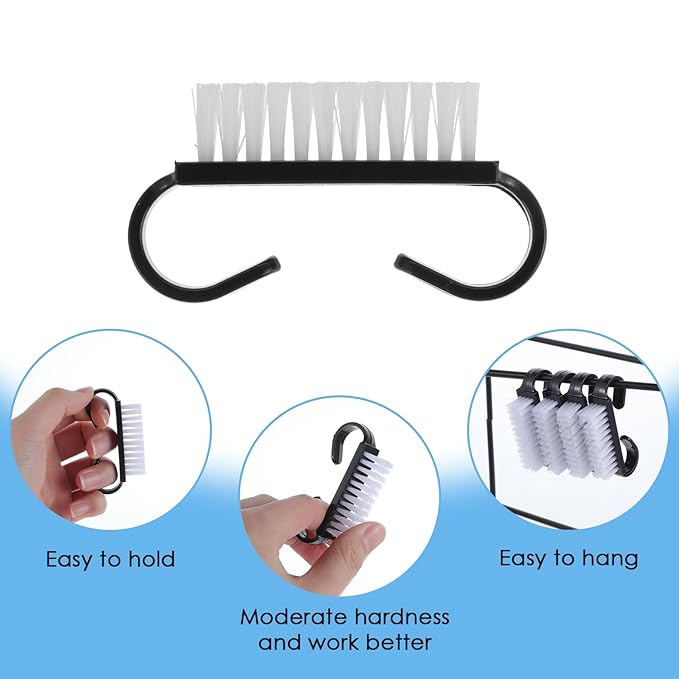 20 PCS Handle Grip Nail Brush Cleaner Black Nail Cleaning Brush Nylon