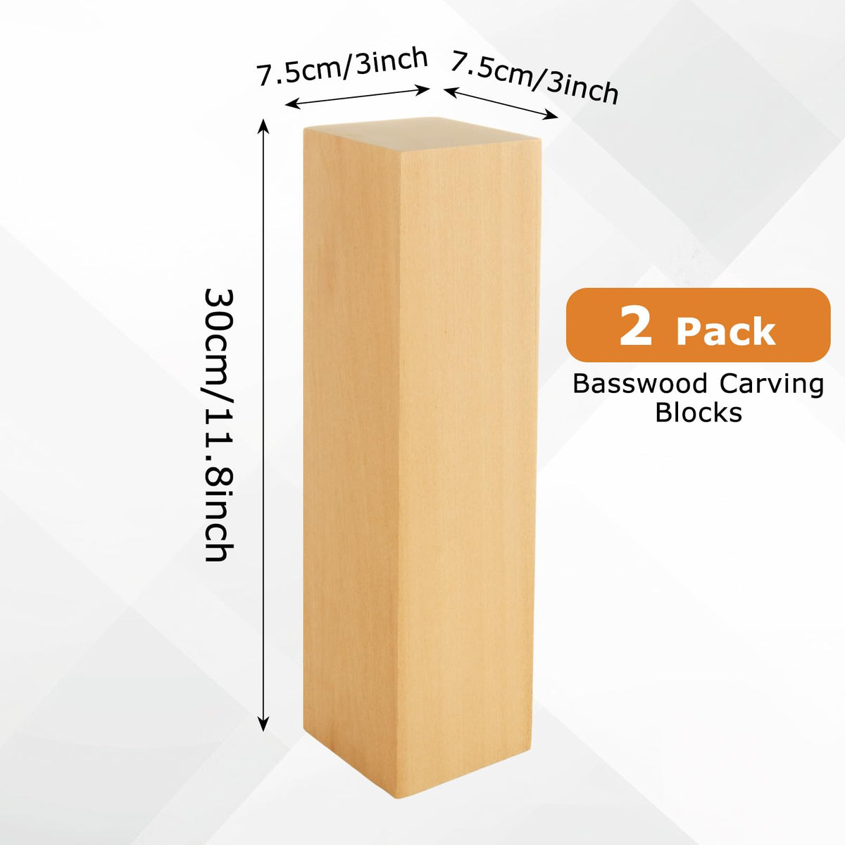 LDHHYH 2 Pack Basswood Carving Blocks, 12 x 3 x 3 Inch Unfinished Whittling Wooden Blocks, Unfinished Wood for DIY Carving Wood Craft