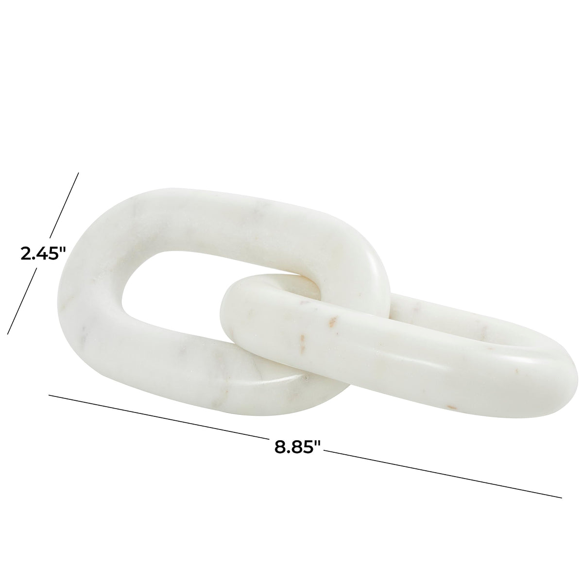 Deco 79 Marble Chain Handmade Decorative Sculpture Geometric 2 Link Home Decor Statue, Accent Figurine 9" x 4" x 2", White