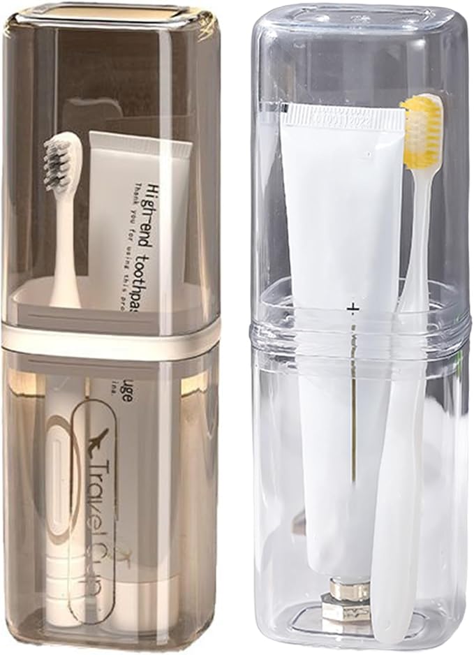 2Pcs Toothbrush Cup Toothbrush Travel Case, Travel Toothbrush Holder Case